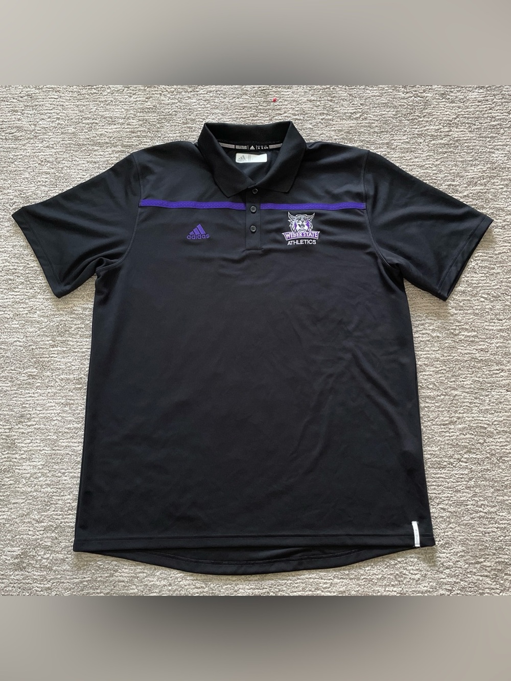Adidas Weber State Wildcats Athletics Polo Shirt Black Mens Size XL Short Sleeve